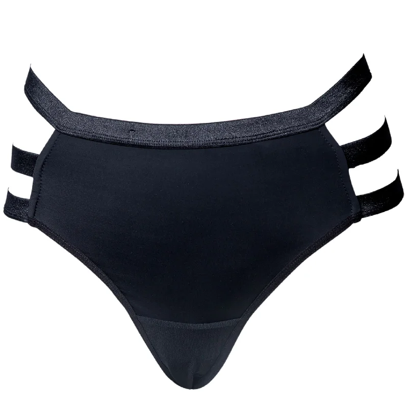 Belleza High Waist Strappy Thong in Black