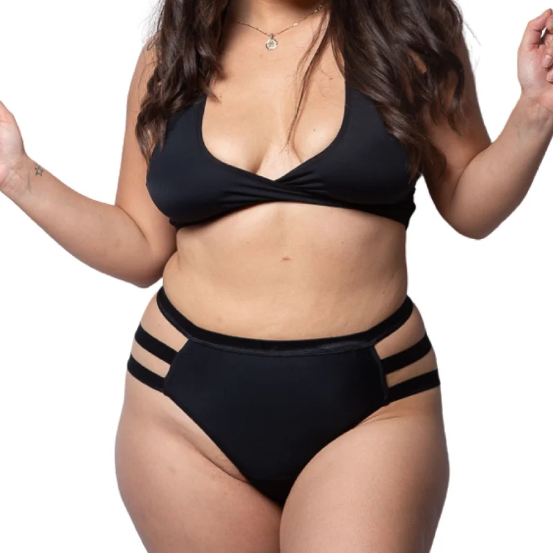 Belleza High Waist Strappy Thong in Black