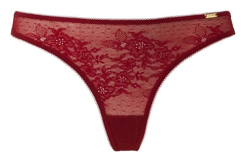 Gossard Glossies Lace Thong | BORDEAUX