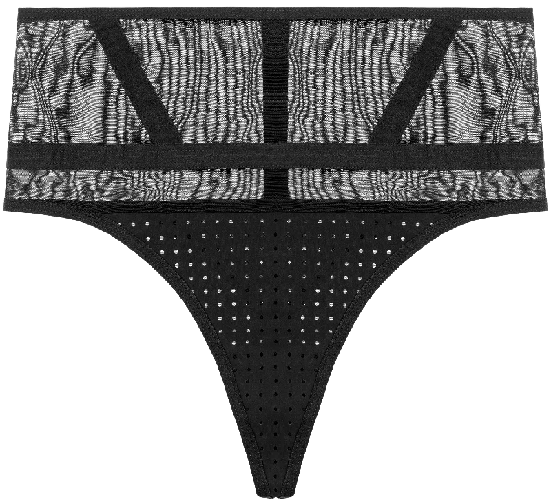 Opaak Laura Perforation High Waist Thong | BLACK