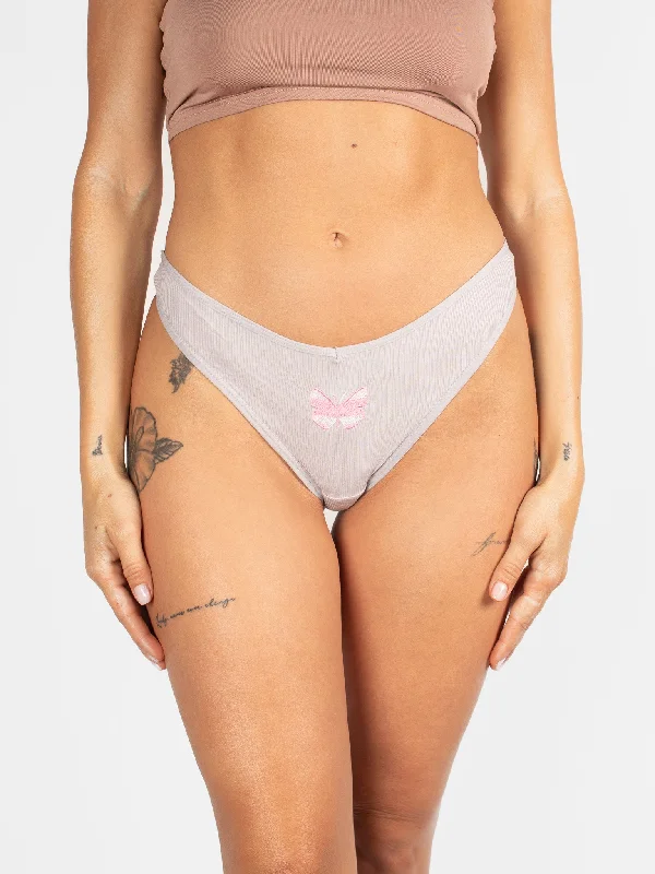 AiraModal™ Ribbed Butterfly Embroidered Thong