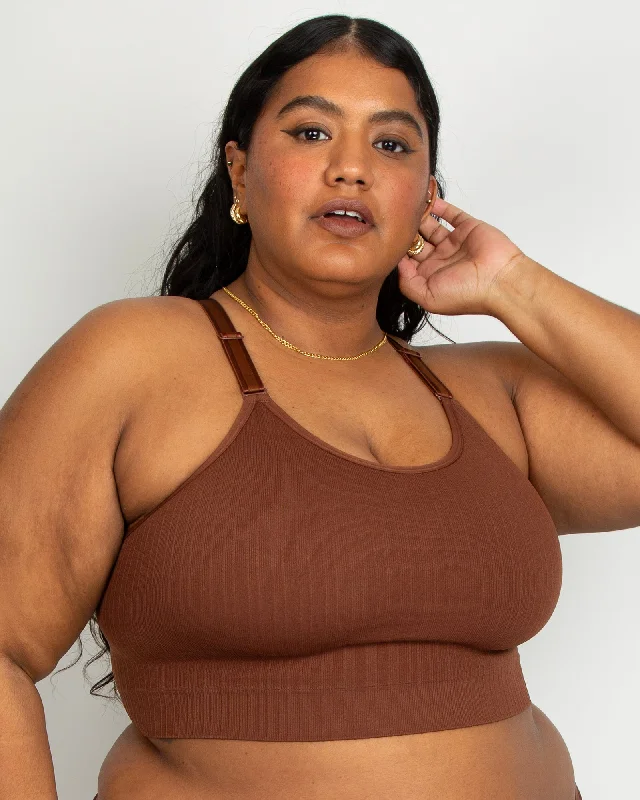 Smooth Seamless Comfort Wireless Longline Bra - Chocolate Nude