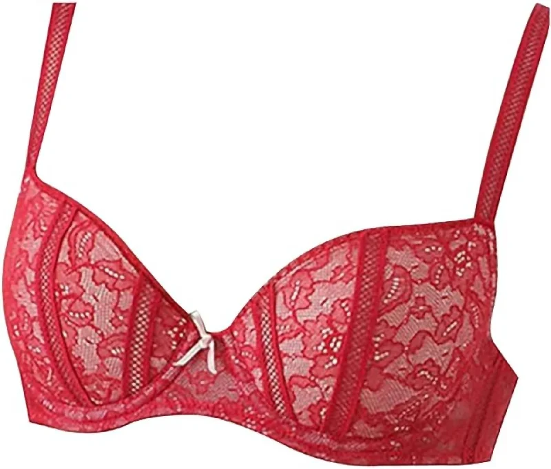 Women's Rhapsody In Lace Contour Underwire Bra In Jester Red