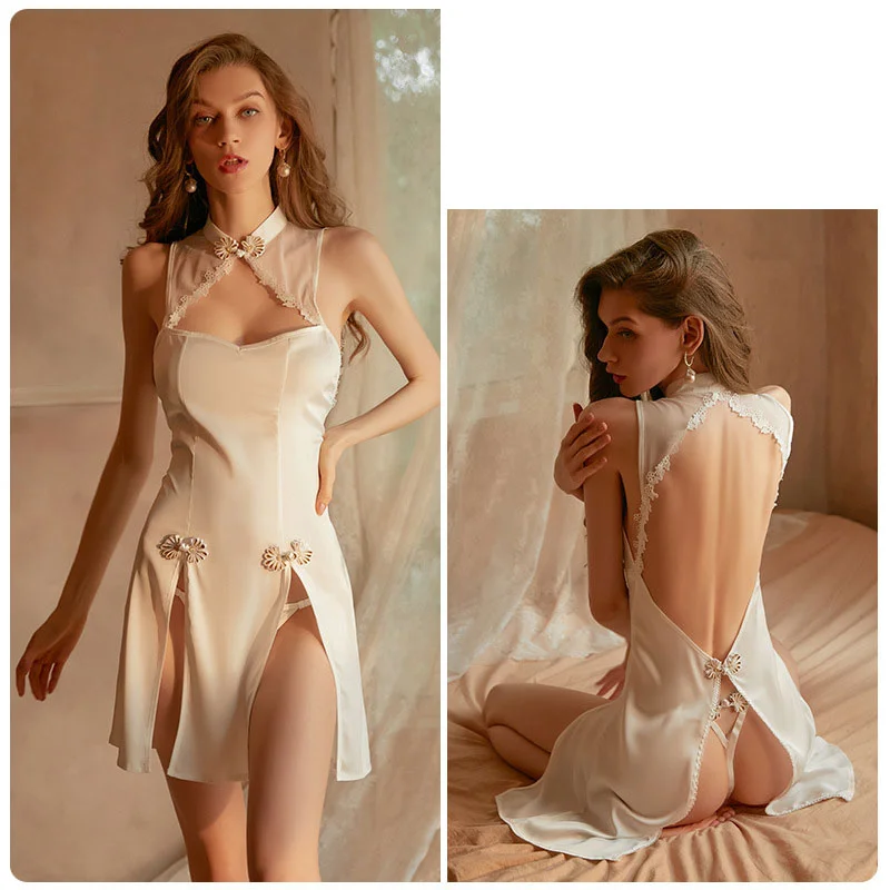 Erotic lingerie sexy backless temptation retro hollow pajamas