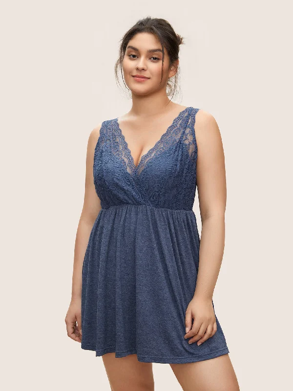 Guipure Lace Wrap Backless Sleep Dress