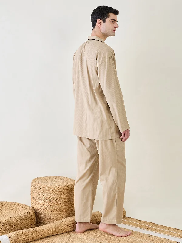 Mens Beige Classic Pyjama Set