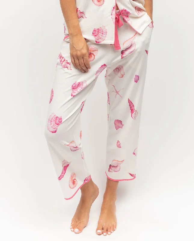 Shelly Shell Printed Jersey Cropped Pyjama Bottoms