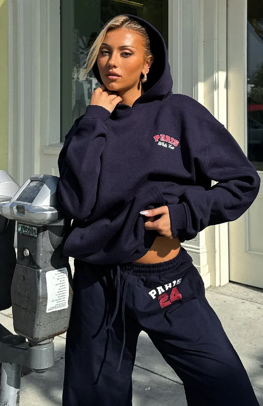 Team Paris Oversized Hoodie Navy