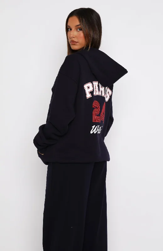 Team Paris Oversized Hoodie Navy