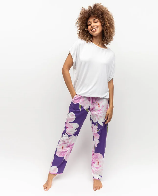 Valentina Purple Floral Print Pyjama Bottoms