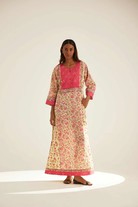 Yoke Caftan Light Yellow Peach