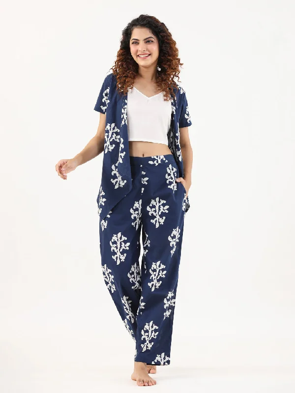 Indigo booti 3 pc Night Suit Set with Pyjama