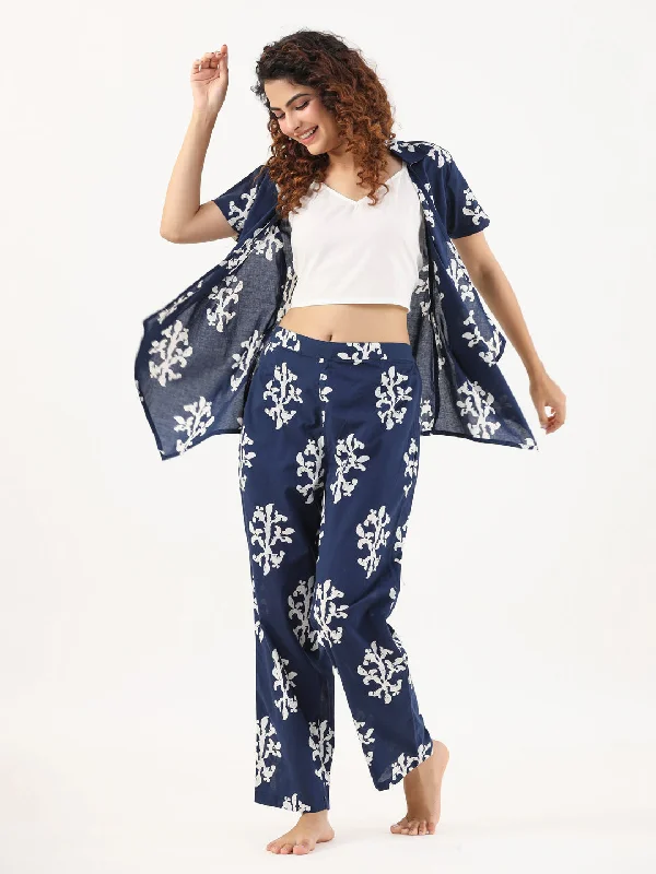 Indigo booti 3 pc Night Suit Set with Pyjama