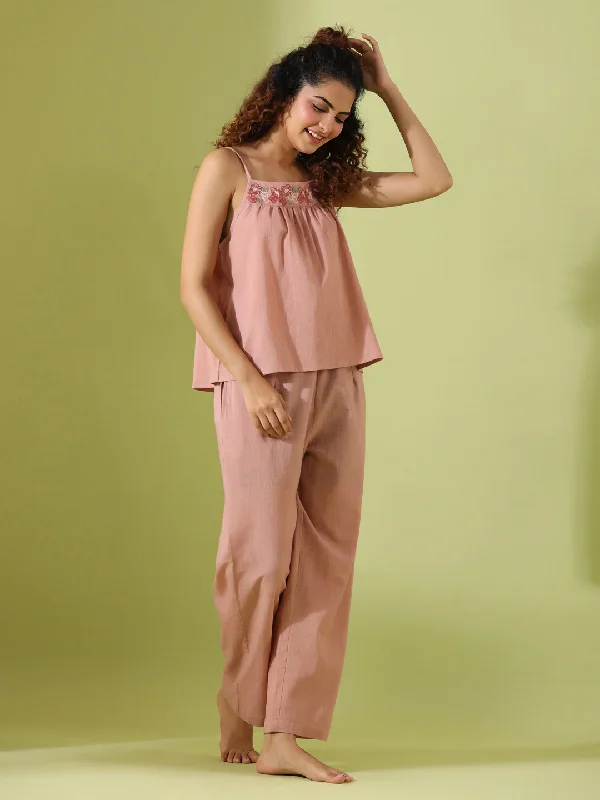 SEA PINK Cotton Slub Night Suit