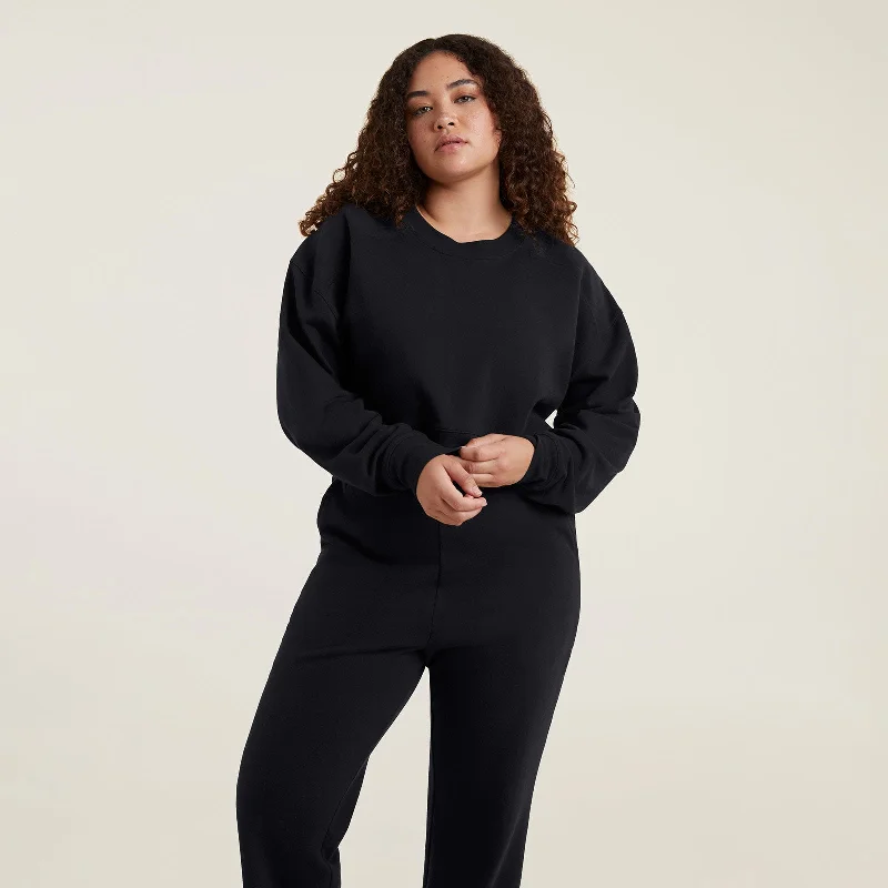 Cropped Crewneck Sweatshirt | Black