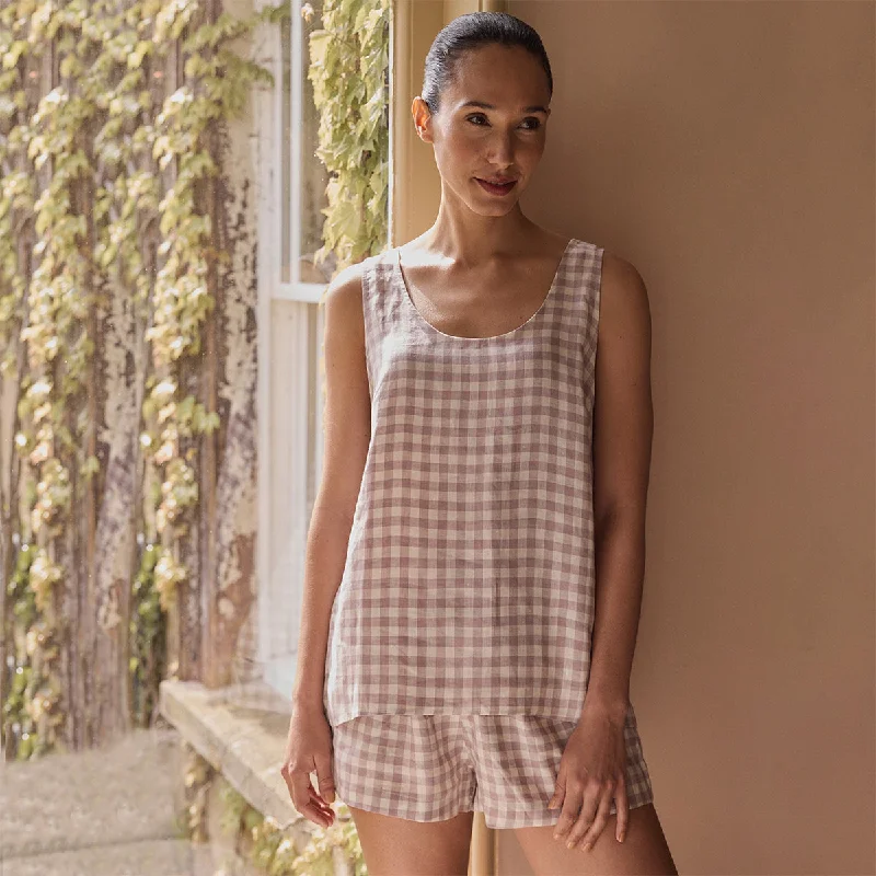 Elderberry Gingham Linen Women's Cami Set