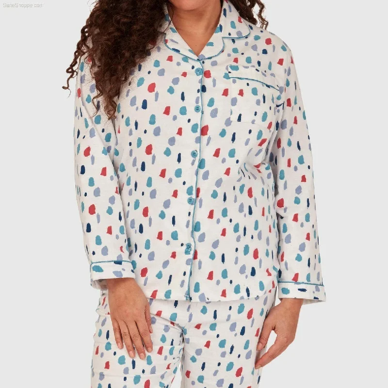 Women's Brushed Cotton Long Sleeve Wincey Pyjama Set Loungewear