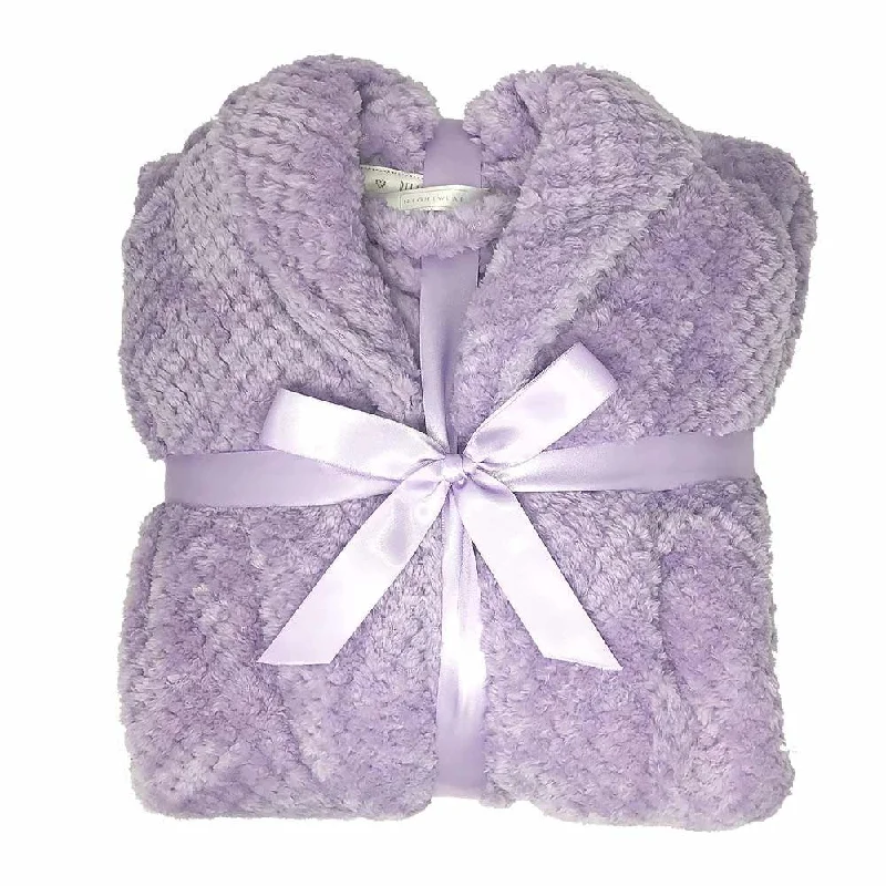 Ladies Honeycomb Fleece Dressing Gown-Lilac