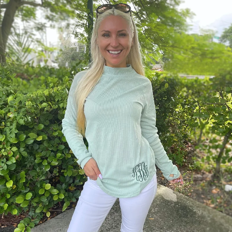 Monogram Mint Green Ribbed Turtleneck