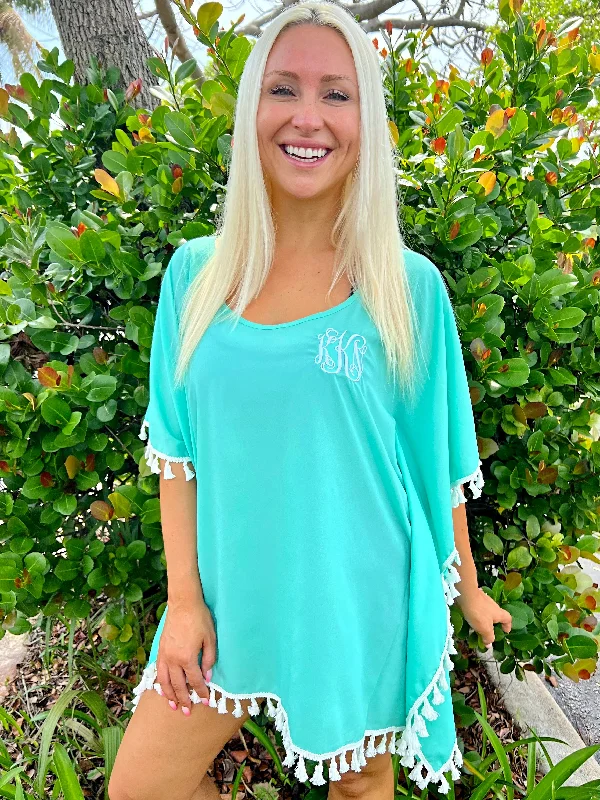 Monogram Mint Tassel Cover Up