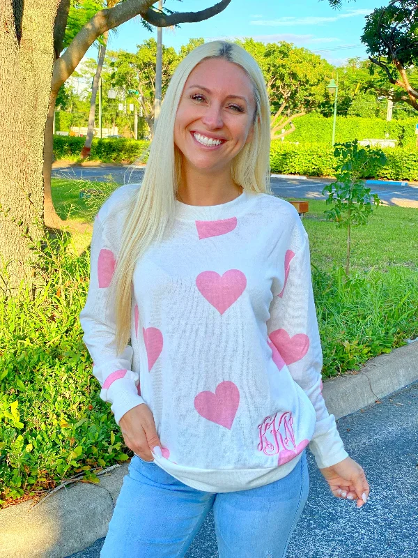 Monogram Pink Heart Pullover